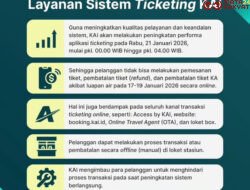 KAI Lakukan Migrasi Sistem Pemesanan Online, Seluruh Channel Pemesanan Online Tidak Dapat Diakses pada Rabu, 21 Januari 2026 Pukul 00.00–04.00 WIB